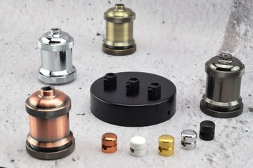 черная розетка, потолок, 3 банки, лампа-паук LOFT