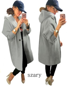 ДЛИННОЕ ПАЛЬТО ИЗ АЛЬПАКИ С КАПЮШОНОМ, oversize, БЕЛОЕ