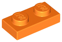 LEGO Płytka - plate 1x2 (3023) pomarańczowa 5szt