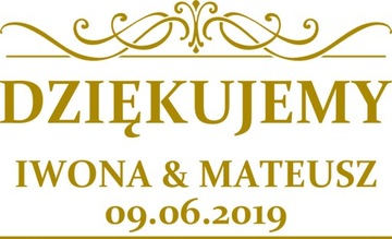 Наклейка СПАСИБО Ваши имена и дата 23х14см