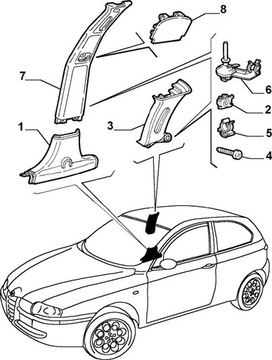 крышка обивки левой стойки Alfa Romeo 147 5 дверей