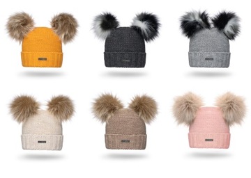 Классическая шапка Микос с двумя помпонами ШЛЯПА 689