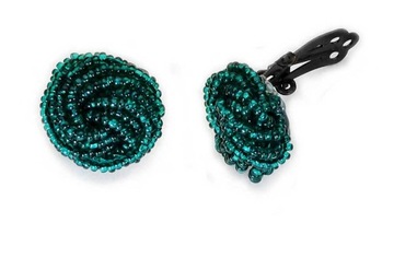 Klipsy Zielone Emerald Na Uszy Czeskie Jablonex Plecione Drobne Koraliki