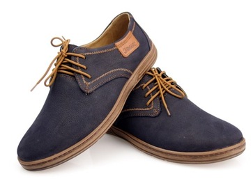 HUSAR wygodne lekkie Buty SKÓRA PL483 granat CR 41