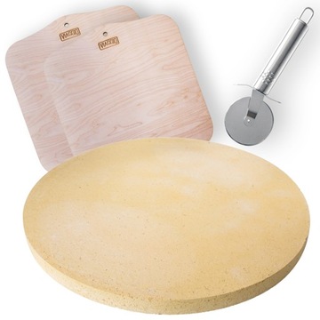 KAMIEŃ DO PIZZY VIAGGIO 35 CM + 2 ŁOPATKI + NÓŻ
