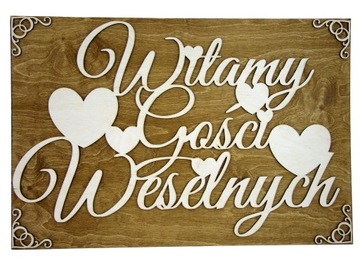 Witamy Witająca Gości Weselnych Tablica Duża 60cm Ślub Wesele