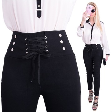 ADDAMS JEDYNE TAKIE SPODNIE WIĄZANE RURKI WYSZCZUPLAJĄCE NOGI SEXY 304A