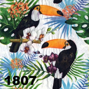 Serwetki do decoupage-1szt- TROPIK- PTAKI -nr 1807