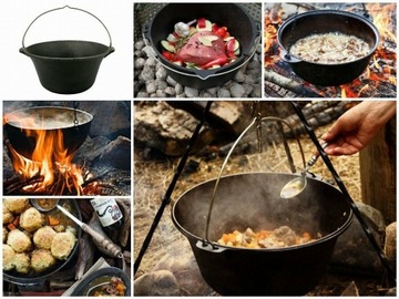 GRILL ruszt nierdzewny 55 cm +KOCIOŁEK ŻELIWNY 8 l