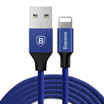 Kabel USB do Apple Lightning 8-pin BASEUS 2,4A 1,8m mocny oplot 180cm