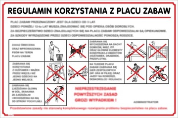 REGULAMIN KORZYSTANIA Z PLACU ZABAW TABLICA