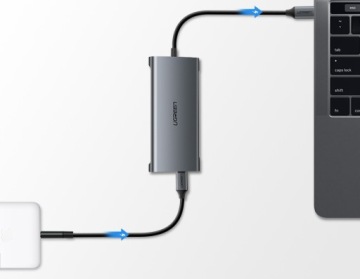 UGREEN Концентратор 9-в-1 USB-C — HDMI 4K 3x USB 3.0 RJ45 SD