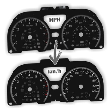 NISSAN NOTE - NÁHRADA KOTOUČŮ Z MPH NA KM/H MOMENT