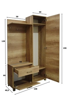 ШКАФ ДЛЯ ПРИХОЖЕЙ С СОВРЕМЕННЫМ ЗЕРКАЛОМ SONOMA
