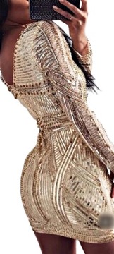 MD zlaté elegantné Flitrové šaty veľkosť S M