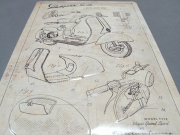 Жестяной постер 20x30см Vespa Parts ретро-подарок