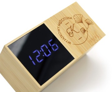 Бамбуковый ящик для инструментов с настольными часами + ГРАВИРОВКА
