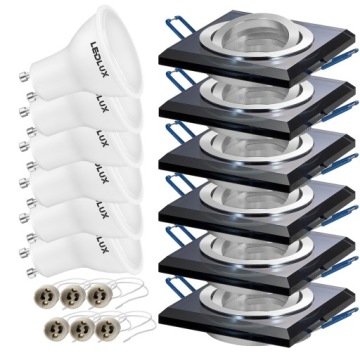 6x oprawa halogenowa SZKLANA + LED GU10 12W