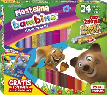Plastelina BAMBINO szkolna 24 KOL + MATA GRATIS