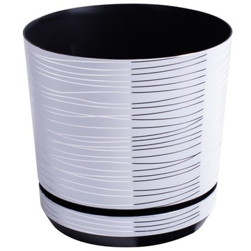 Doniczka DEKOR śr. 12 cm kolor białe paski