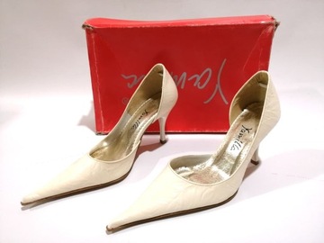 Buty Sandały damskie Czółenka Szpilki Ecru 37
