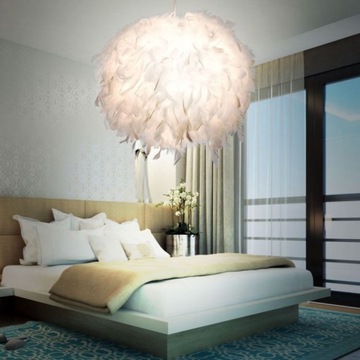 Абажур Glamour Feathers, абажур из белых перьев, 43 см