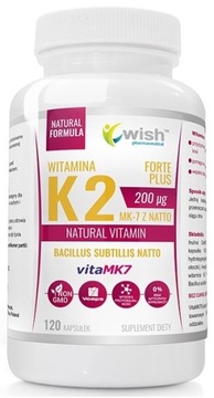 WISH WITAMINA K2 MK-7 Z NATTO FORTE 200MCG 120k