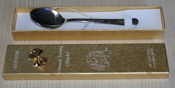 Ложка с гравировкой свидетельство о рождении на крещение одного года.