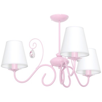 LAMPA SUFITOWA DLA DZIECI ŻYRANDOL ABAŻUR LED RÓŻOWA KRYSZTAŁKI