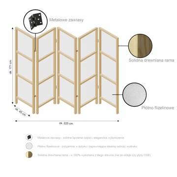 PARAWAN POKOJOWY LAS WE MGLE DEKORACYJNY DREWNO SALON RESTAURACJA 225x172