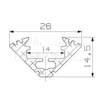 Profil alu kątowy ALU-LED P3 DREWNO PALISANDER 2m