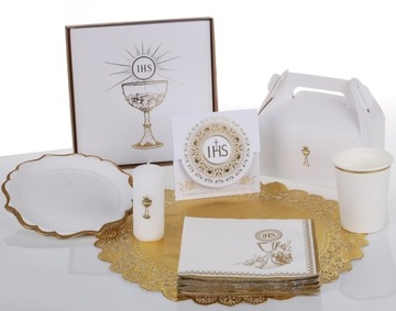 Элегантные одноразовые тарелки для причастия Gold Communion