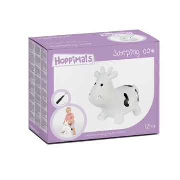 Стрибунець гумовий Hoppimals Стрибунець для дітей з насосом Корівка біла
