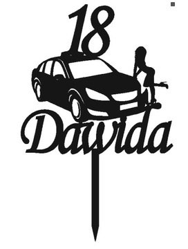 Topper dla chłopaka z samochodem na 18-stkę,30 cm, fan motoryzacji mechanik