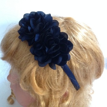 ПОВЯЗКА НА ГОЛОВУ С ЦВЕТАМИ, ТЕМНО-СИНЯЯ, УНИВЕРСАЛЬНЫЙ РАЗМЕР