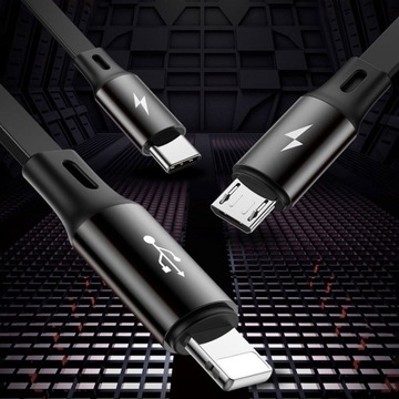 КАБЕЛЬ BASEUS FAST REWELLING 3IN1 USB - micro/Lightning/USB-C 3.5A