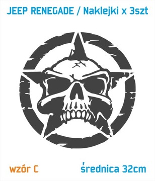 NAKLEJKI JEEP RENEGADE SKULL US ARMY GWIAZDA 3 SZT