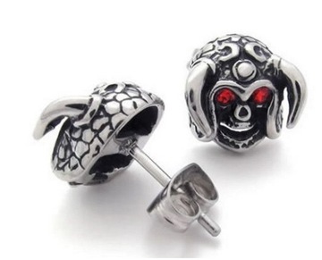 KOLCZYKI MĘSKIE DIABŁY SKULL STAL CHIRURGICZNA 34