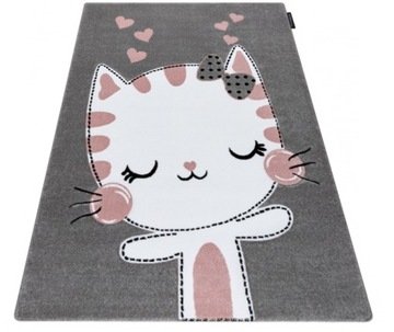 Dywan PETIT 3D 200x290 KITTY kotek szaro różowy