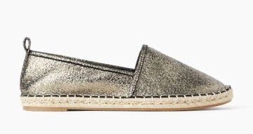 ZARA NOWE METALIZOWANE ZŁOTE ESPADRYLE BUTY 40