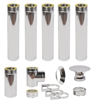 KOMIN 100/160 DWUŚCIENNY 6M IZOLOWANY PELLET PELET