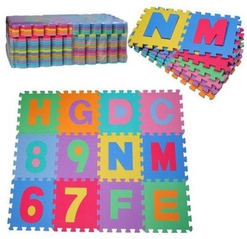 БОЛЬШОЙ КОВРИК-ПАЗЗЛ КОВРИК ПЕННЫЙ БУКВЫ ЦИФРЫ ПЕННЫЙ КОВРИК ДЛЯ ДЕТЕЙ 36 шт.