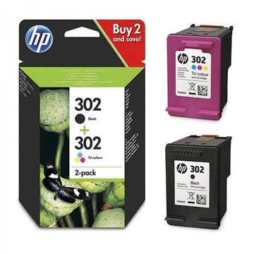 KOMPLET HP 302 Combo Pack X4D37AE CZARNY + KOLOR