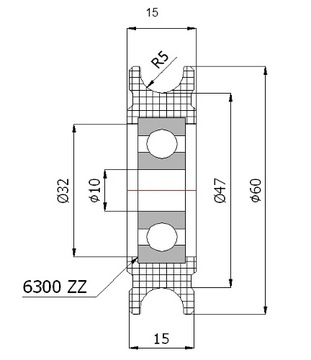 fi 60 РОЛИК ДЛЯ ЛИНИИ FI 10 С КРЕПЛЕНИЕМ РОЛИКА