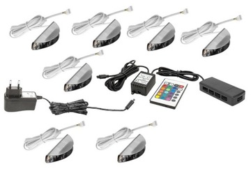 Oświetlenie LED na 7 półek szklanych RGB + pilot