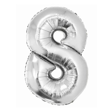 BALON FOLIOWY NA HEL CYFRA SREBRNA '8'-92CM