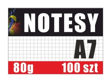 Notesy Bloczki A7 100 szt 50 Kartek Notes Logo