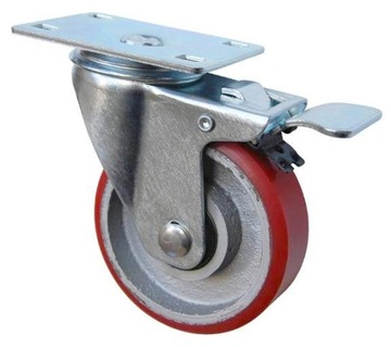 KOŁO KÓŁKO ŻELIWO POLIURETAN OBROTOWE 125 hamulec