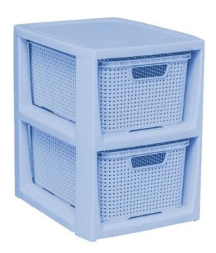 Книжный шкаф с 2 корзинами Синий ротанг BRANQ