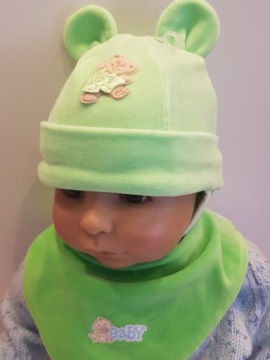 КОМПЛЕКТ ШАПКА МЕДВЕДЯ + ОБЕРТЫВКА НА ВЕЛКРО 0-12M-C 6 ЦВЕТОВ